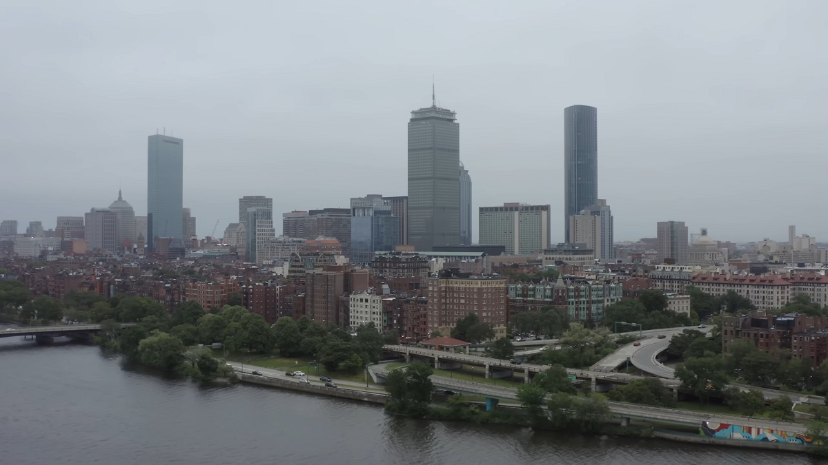 Boston skyline and river