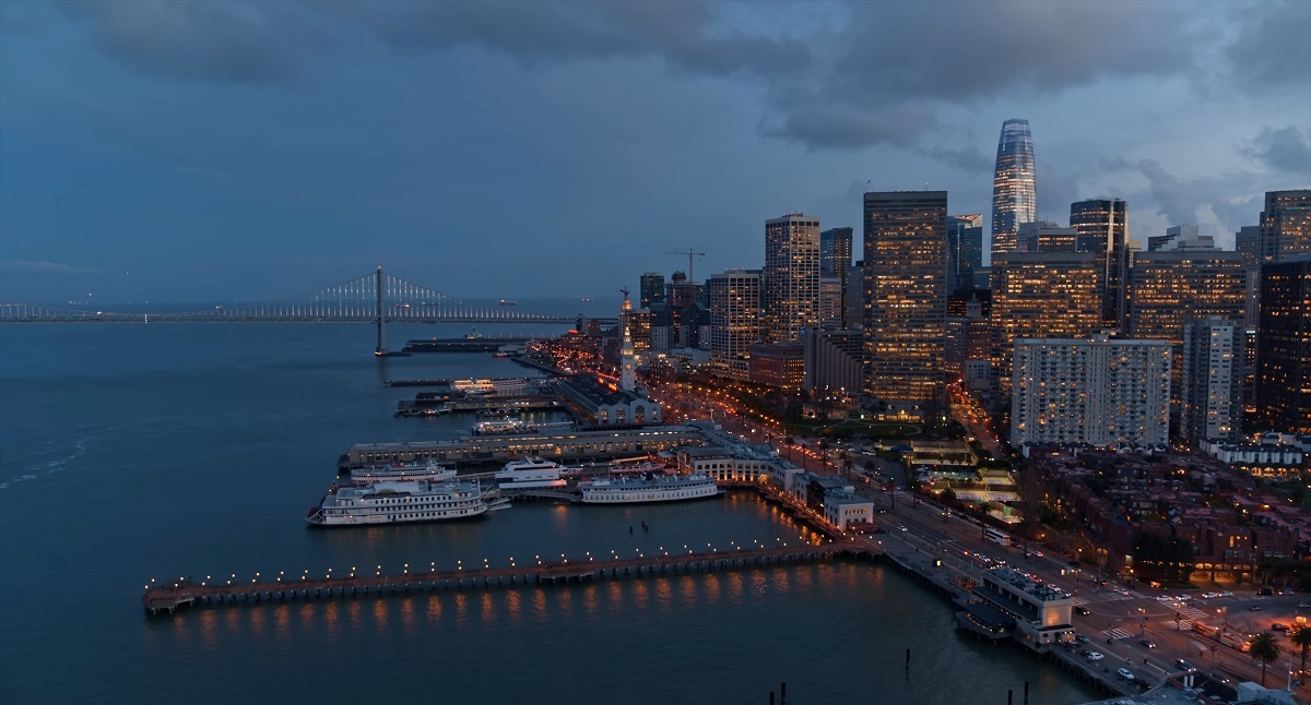 San Francisco waterfront at dusk