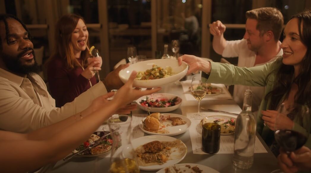 A group of friends enjoying a delicious meal together